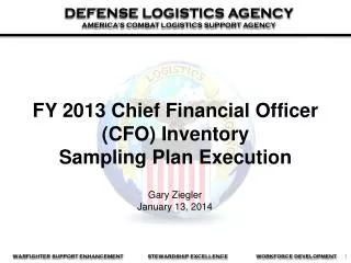 FY 2013 Chief Financial Officer (CFO) Inventory Sampling Plan Execution