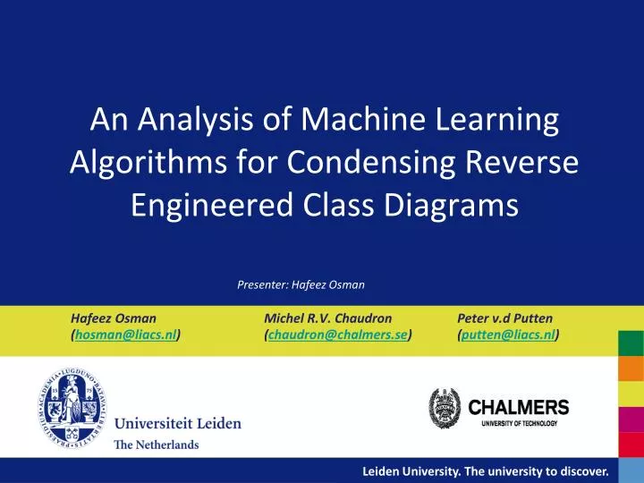 an analysis of machine learning algorithms for condensing reverse engineered class diagrams