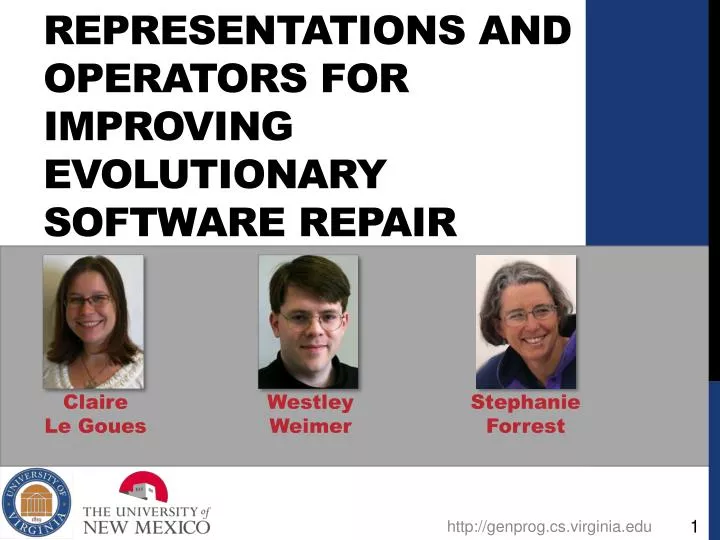 representations and operators for improving evolutionary software repair