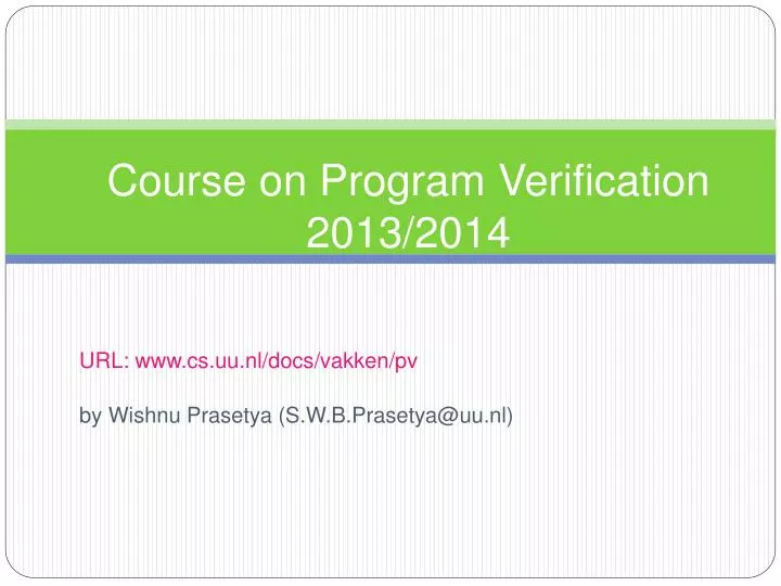 course on program verification 2013 2014