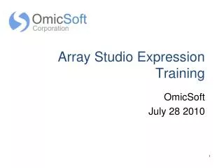 Array Studio Expression Training
