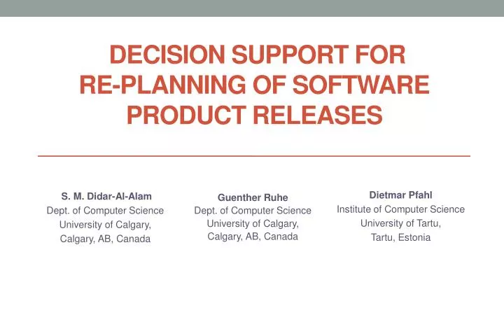 decision support for re planning of software product releases