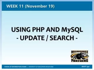 USING PHP AND MySQL - UPDATE / SEARCH -