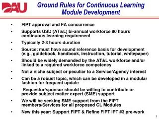 Ground Rules for Continuous Learning Module Development