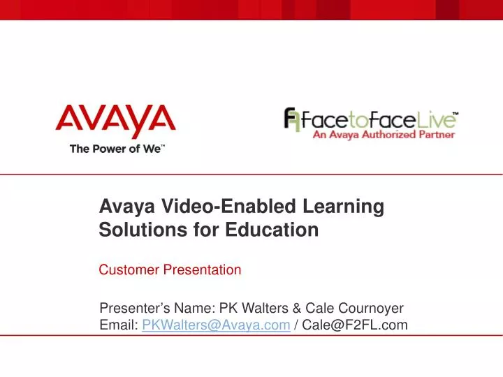 avaya video enabled learning solutions for education customer presentation