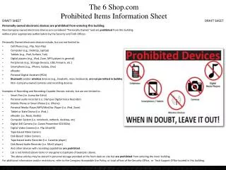 The 6 Shop.com Prohibited Items Information Sheet
