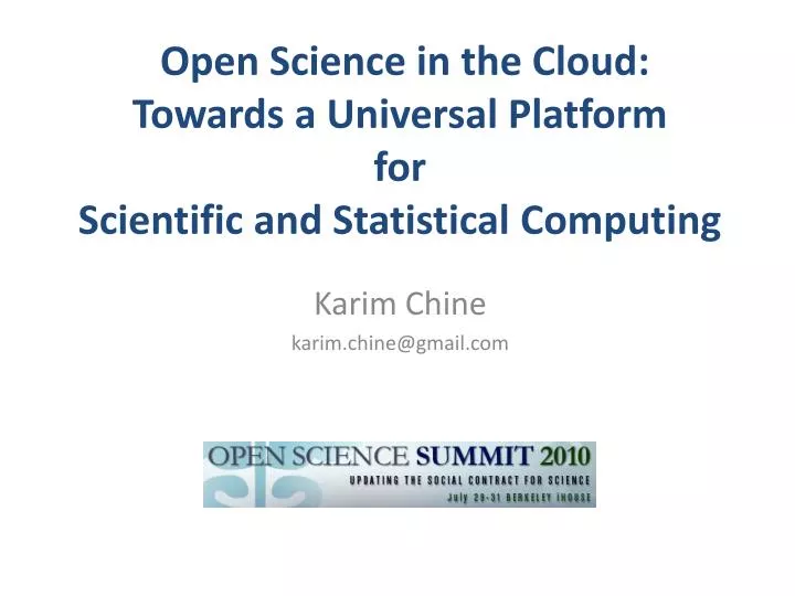open science in the cloud towards a universal platform for scientific and statistical computing