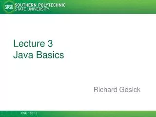Lecture 3 Java Basics
