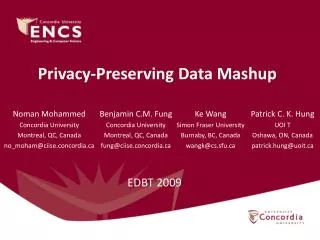 Privacy-Preserving Data Mashup