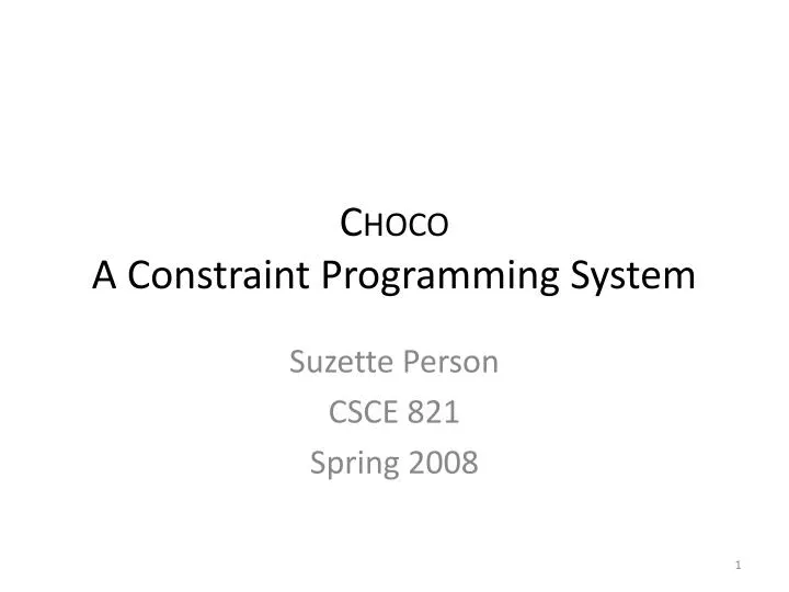 choco a constraint programming system