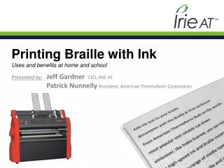 Printing Braille with Ink Uses and benefits at home and school