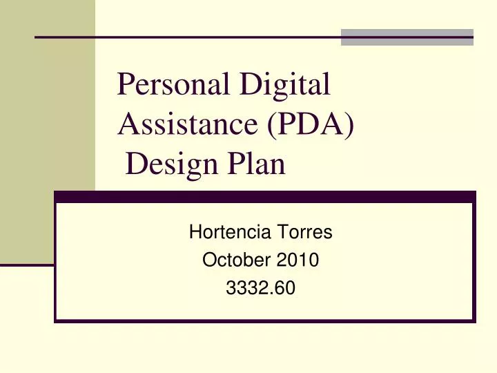 personal digital assistance pda design plan