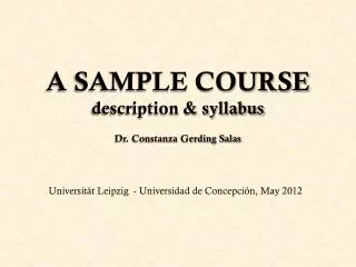 A SAMPLE COURSE description &amp; syllabus
