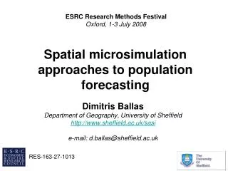 Spatial microsimulation approaches to population forecasting