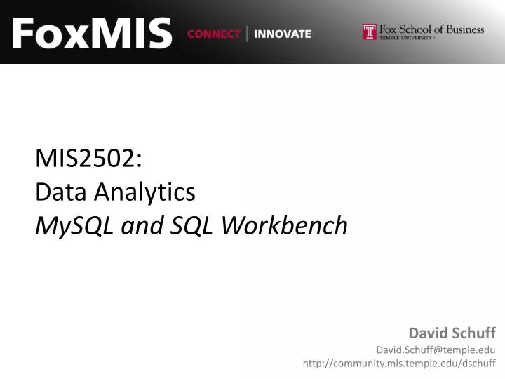mis2502 data analytics mysql and sql workbench