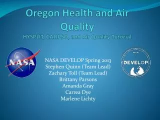 Oregon Health and Air Quality HYSPLIT, CALIPSO, and Air Quality Tutorial
