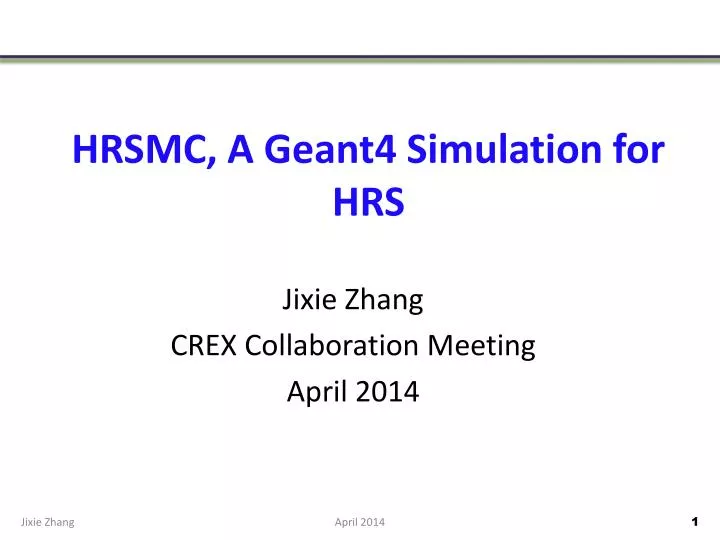 hrsmc a geant4 simulation for hrs