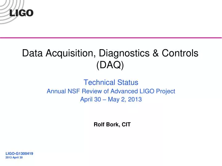 data acquisition diagnostics controls daq