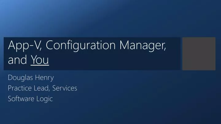 app v configuration manager and you