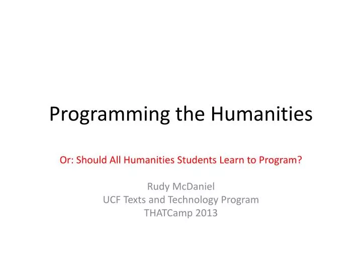 programming the humanities