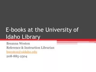 E-books at the University of Idaho Library