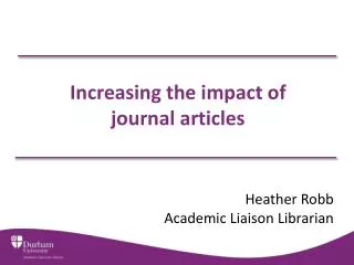 Increasing the impact of journal articles