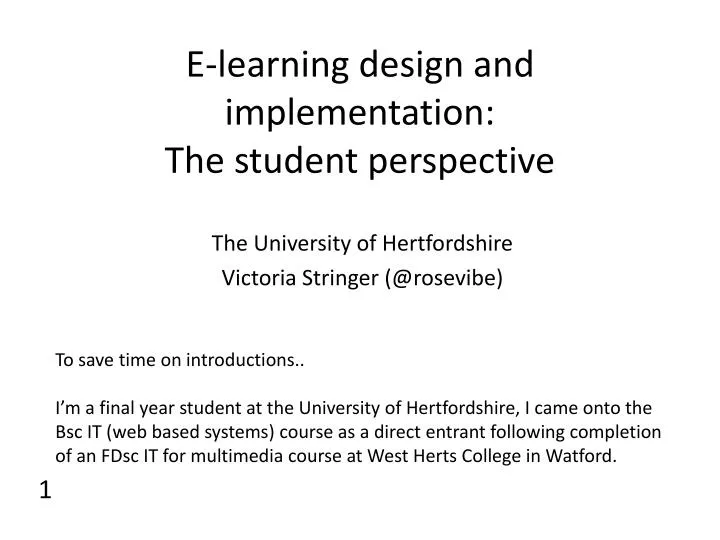 e learning design and implementation the student perspective