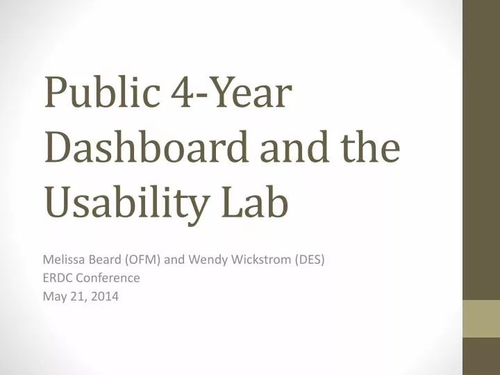 public 4 year dashboard and the usability lab