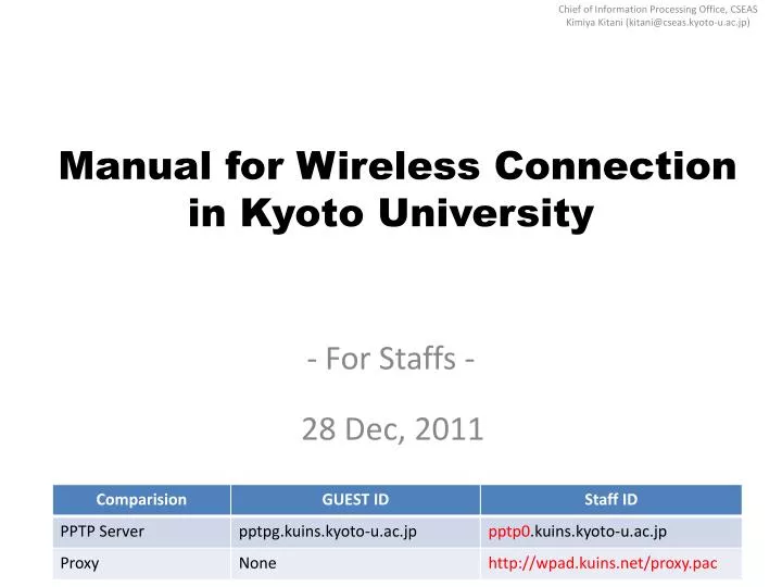 manual for wireless connection in kyoto university