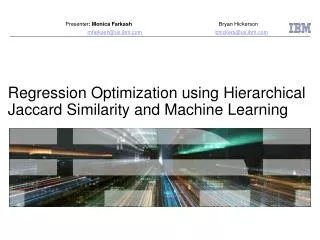 Regression Optimization using Hierarchical Jaccard Similarity and Machine Learning
