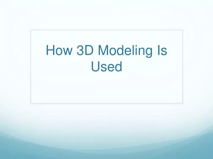 how 3d modeling is used