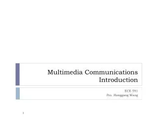 Multimedia Communications Introduction
