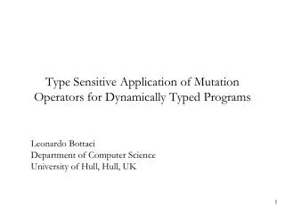 Type Sensitive Application of Mutation Operators for Dynamically Typed Programs