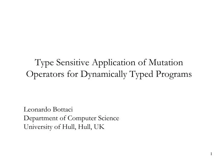 type sensitive application of mutation operators for dynamically typed programs
