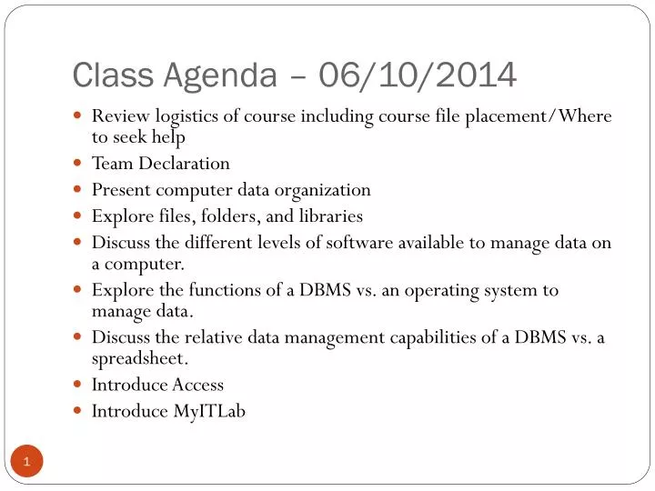class agenda 06 10 2014