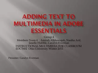 Adding text to multimedia in adobe essentials