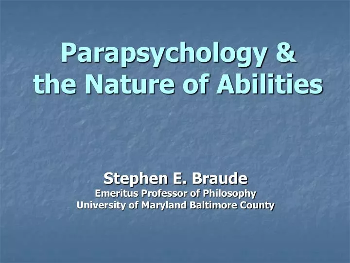 parapsychology the nature of abilities