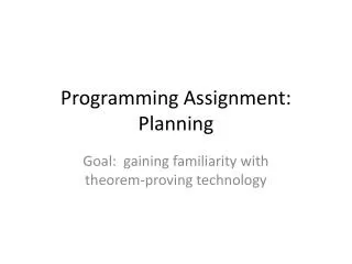 Programming Assignment: Planning