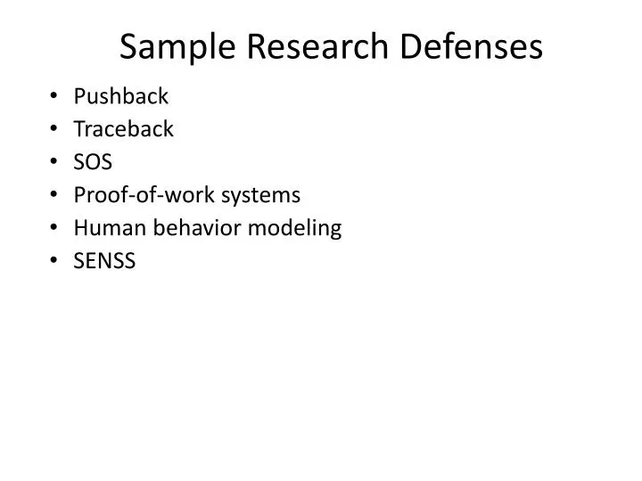 sample research defenses