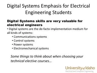 Digital Systems Emphasis for Electrical Engineering Students