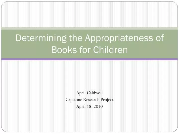 determining the appropriateness of books for children
