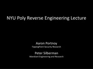 NYU Poly Reverse Engineering Lecture