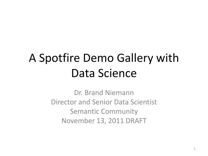 a spotfire demo gallery with data science