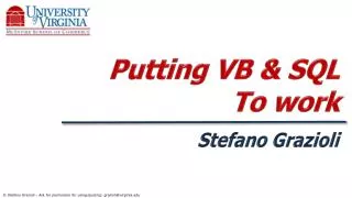 Putting VB &amp; SQL To work