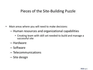 Pieces of the Site-Building Puzzle