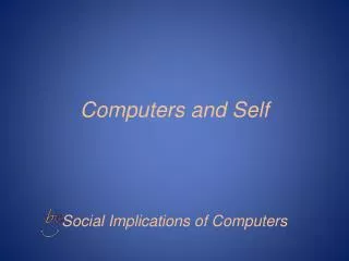 Computers and Self