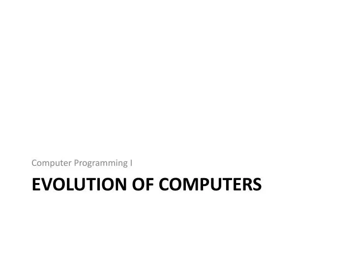 evolution of computers