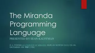 The Miranda Programming Language