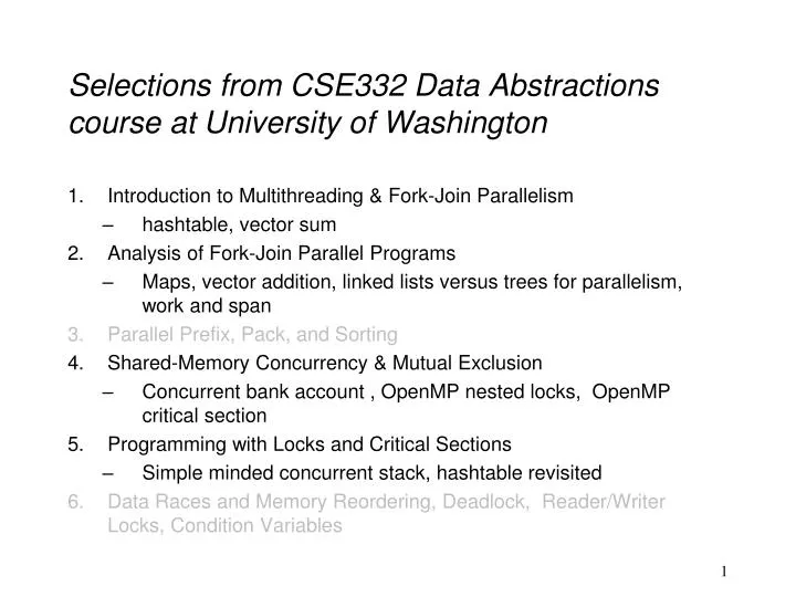 selections from cse332 data abstractions course at university of washington