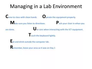 Managing in a Lab Environment